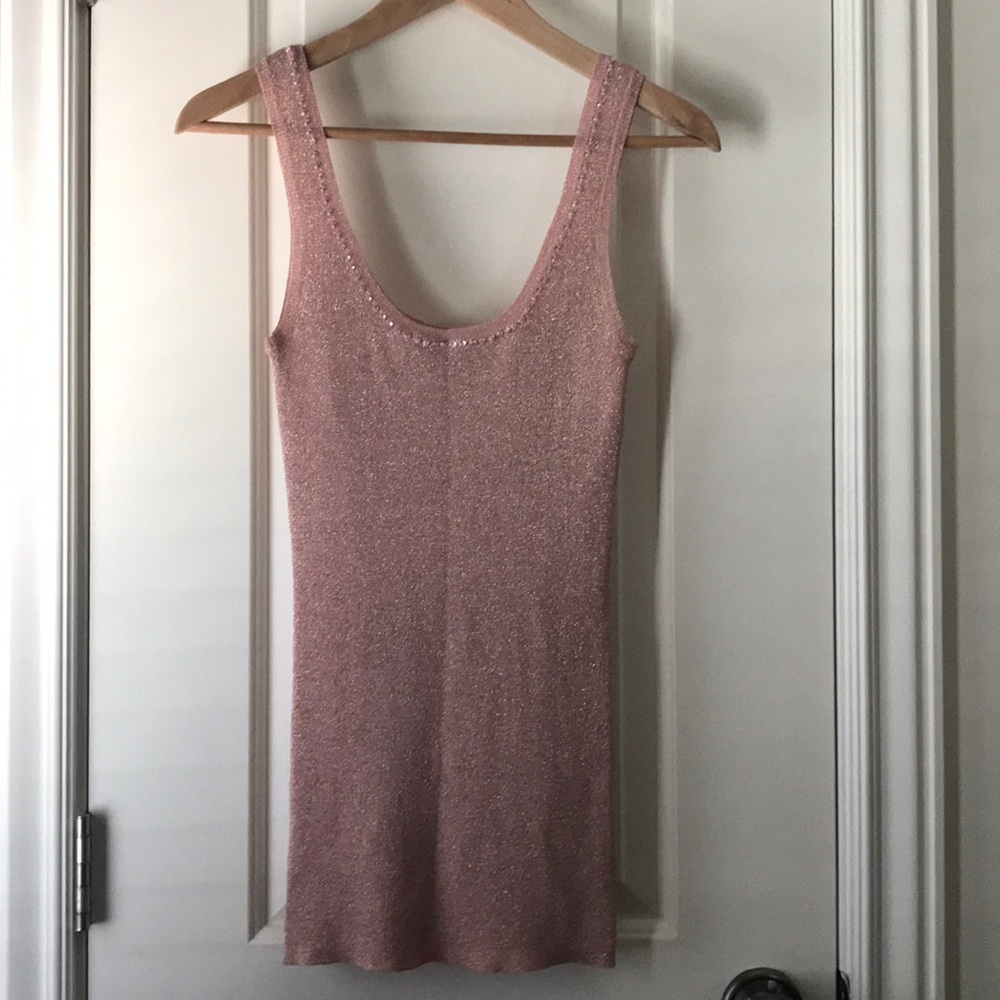 Bebe pink gold beaded tank